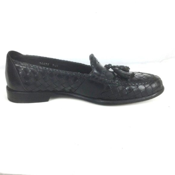 Cole Haan Bragano 9.5 N M Made in Italy Woven Black Tassel Loafers Mens Designer - Picture 4 of 11
